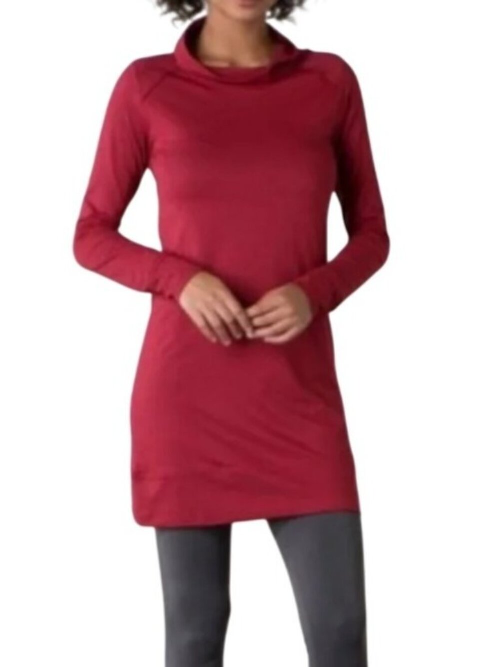 Toad & Co Aurora Dress Cowl Organic Cotton Long Sleeve Gorpcore Red Size Small